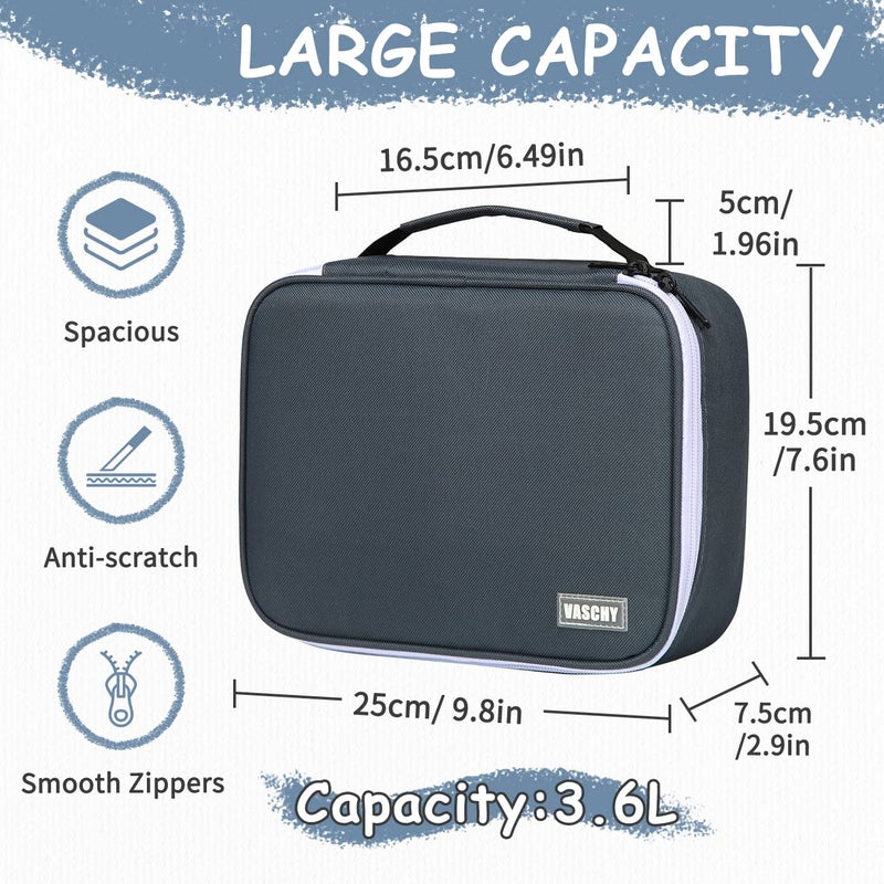 VASCHY Large Pencil Case, Art Color Pencils Pouch with Detachable Layers Multiple Zip Pockets for School Office Stationary Organization Dark Gray - Image 2